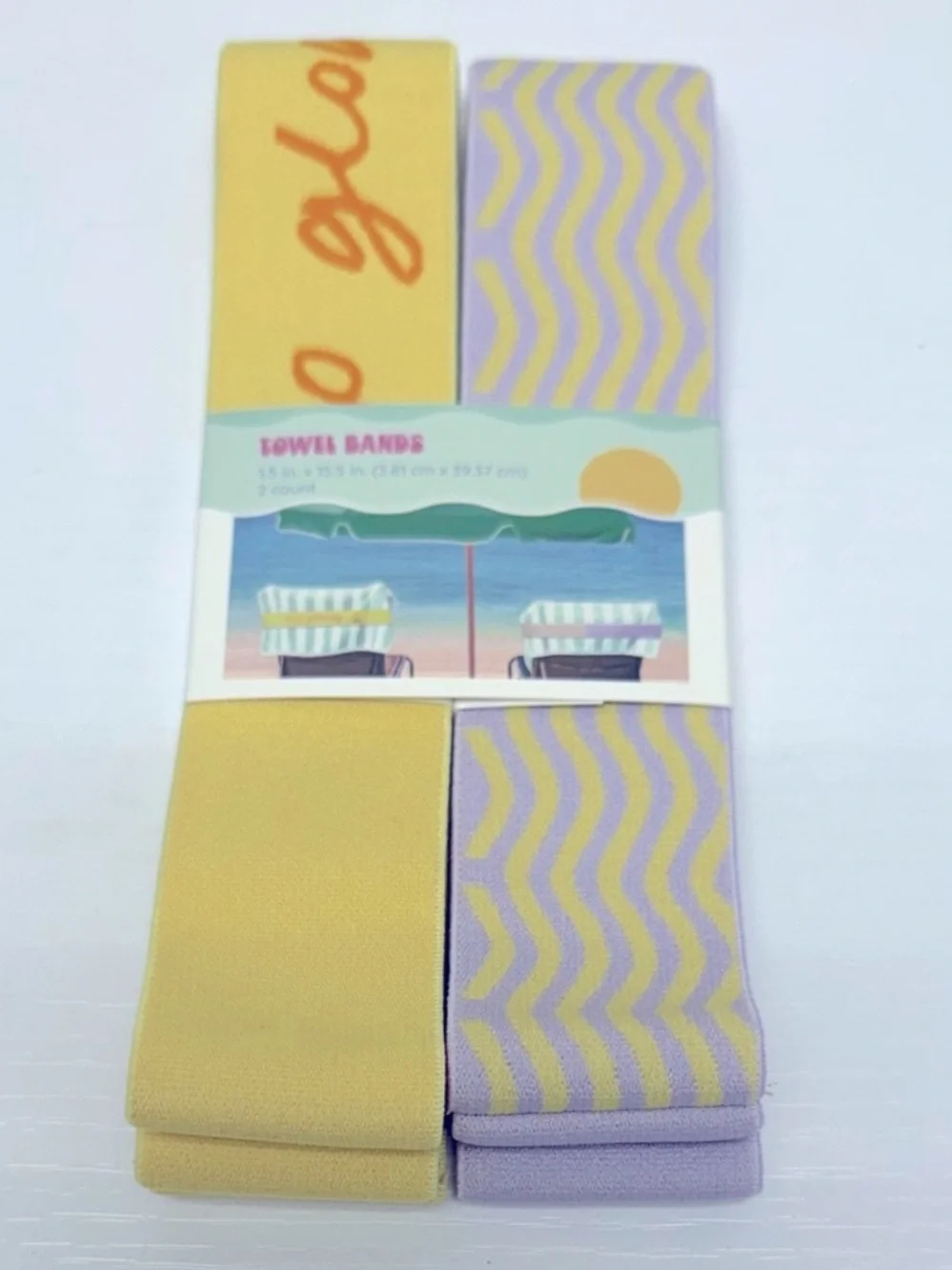 3 for $15 SALE Set of 2 Beach Towel Bands: Yellow and Purple by Target Bullseye